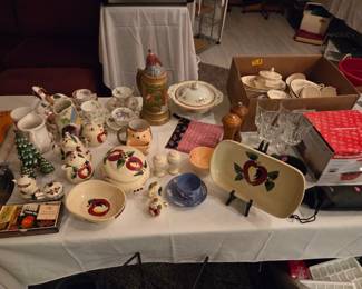Some collectible tableware and china as well as vintage matchbooks, crystal glasses, and a mini popcorn machine pictured!