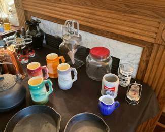 Anheuser Busch collectibles, glass, butter, churn