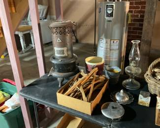 Oh stove, all wood hangers, old clothes, pins