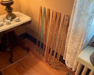 Wood yard sticks featuring Waterloo businesses