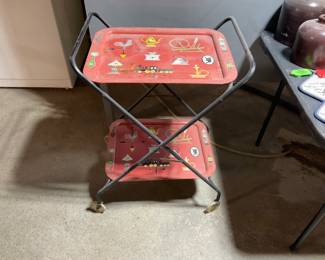 Vintage double tray serving cart. The color is pretty cool.