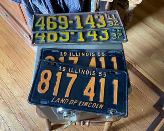 Vintage license plates, hopefully you have a 1932 are 1955 a matching set for each