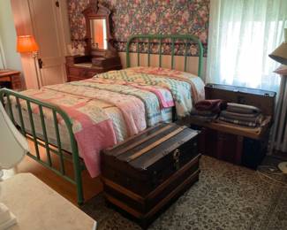 Antique brass bed by painted,