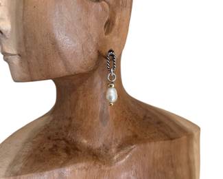 David Yurman 18K Yellow gold & Sterling Pearl Drop Earrings