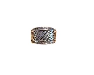 David Yurman Diamond Cigar Band Ring Sterling Silver Size 6.5