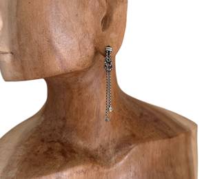 David Yurman Box Chain Diamond Drop Earrings