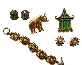 MFA Brooches, Clip on earrings, & anne klein bracelet