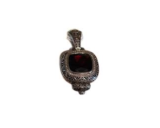 John Hardy 18K Gold Sterling Garnet & Diamond Pendant