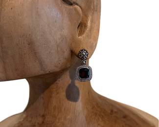 John Hardy Garnet & Diamond 18K Gold & Sterling Drop earrings