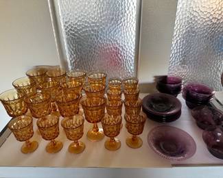 Amber glasses stemware set