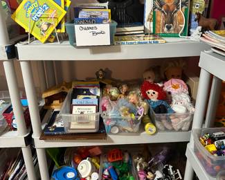 Children’s books, dolls dishes, horses, etc.