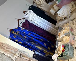 Evening gowns to leather jackets, doily’s hankies, etc.