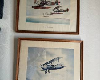 Wall art of two vintage Douglas biplanes