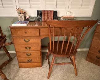 Student desk, one of four available with or without single chair, antique book set