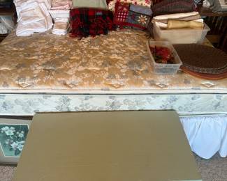 King size mattress and boxspring, king size, bedding, blankets, and blanket chest