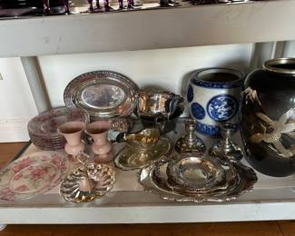 Asian vases, silverplate 