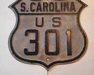 Vintage embossed highway sign