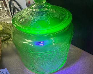 Uranium glass cookie jar