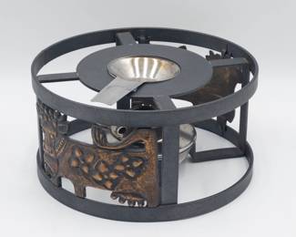 Cast Iron and Brass Chafing Dish Stand with Accessories
