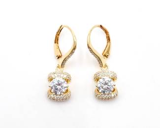 VK Gold-Plated Sterling Silver Drop Earrings w/ Cubic Zirconia