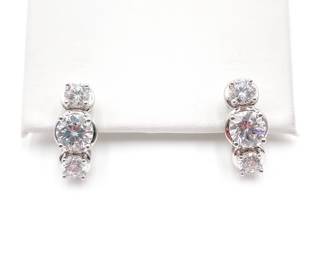 Sterling Silver Cubic Zirconia Trio Stud Earrings