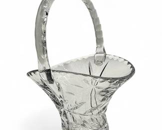Etched Leaf Glass Basket