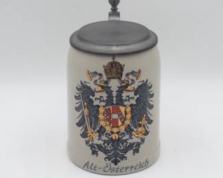 0.5-Liter Ceramic Stein with Pewter Lid