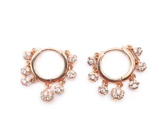 Sterling 925 Hoop Earrings w/ CZ Charms