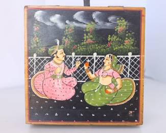 Hand-Painted Wooden Indian Miniature Jewelry Box