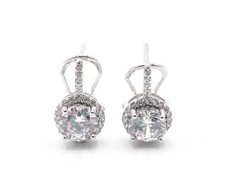 Sterling Silver Cubic Zirconia Leverback Earrings