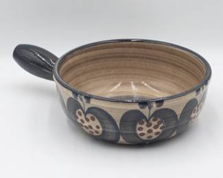 Handmade Pottery Bowl with Handle and Butterfly Motif