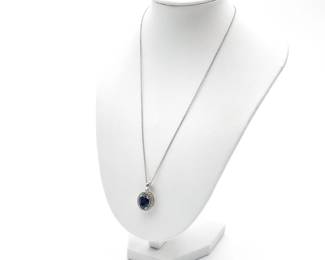 Sterling Silver Blue Stone Pendant Necklace