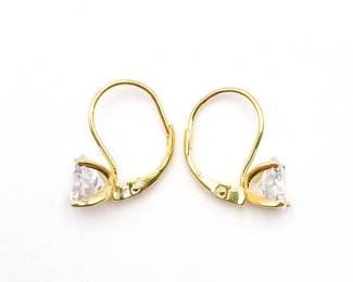 Gold-Plated Sterling Silver Cubic Zirconia Leverback Earrings