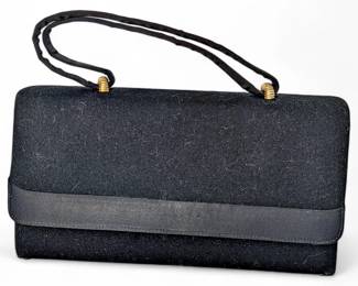 Crown Lewis Black Felt Evening Bag 1950s