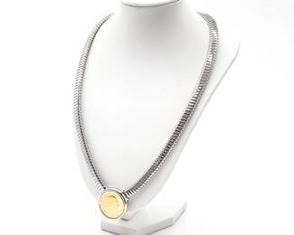 Sterling Silver Italian 200 Lire Coin Necklace (1998)