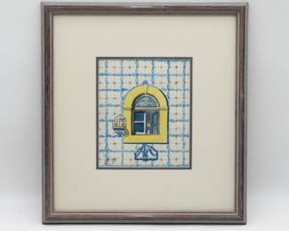 Framed Pencil and Watercolor Artwork