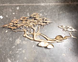 Bijan Brass Bonsai Tree Wall Sculpture, 1980