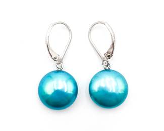 Sterling Silver Blue Shell Pearl Drop Earrings