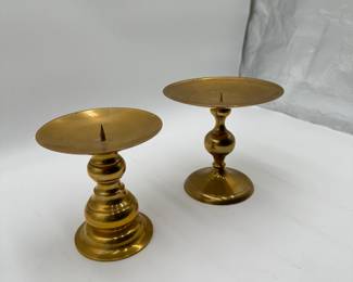 Vintage Brass Pillar Candle Holders