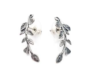 Or Paz Sterling Silver Leaf Design Earrings