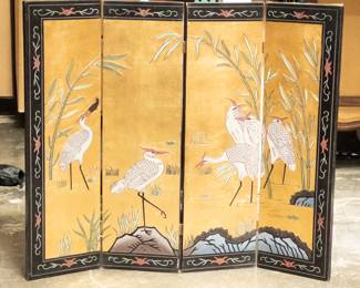 Japanese Folding Screen Cranes by the River