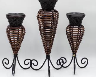 Pier 1 Imports Wicker & Metal Candle Holders