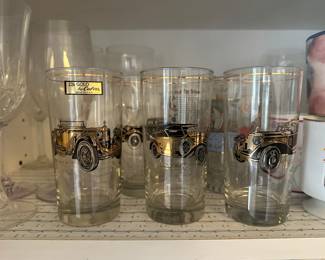  Vintage Culver 22k Gold Car High Ball Tumblers- Set of 6