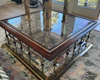 Erwin Lambeth MCM Brass Glass Coffee & Lamp Table