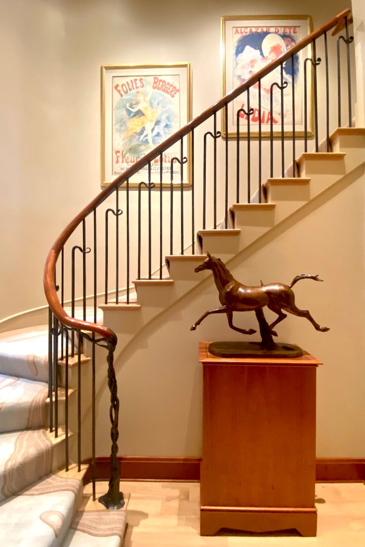 Jules Cheret Art Nouveau posters
Ron Puckett pedestal
M. Shacham bronze horse