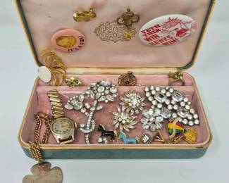 20 VintageJewelryKeepsakeRhinestonesGoldFilledFerringtonBox