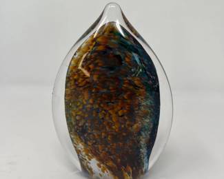 2 SignedSalviatiMuranoGlassTeardropPaperweightMulticolor