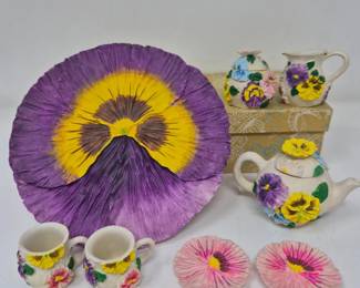 58 PansyPetiteMiniTeaSetwithPurpleBloomsVintageGardenFlair
