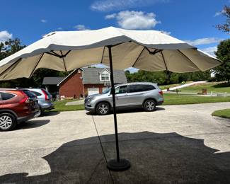 multi tiered pation umbrella and stand