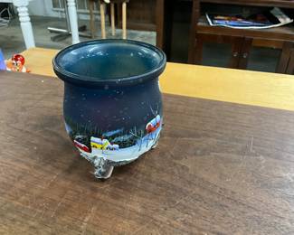 Winter Scene Glass Candle Holder
